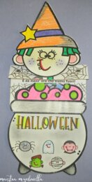 Halloween: streghetta con calderone pop up