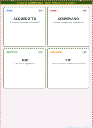 SFIDA DI GRAMMATICA - 40 Carte maxi per la Scuola Primaria (Italiano) -  PDF stampabile con soluzioni e 5 modalità di gioco