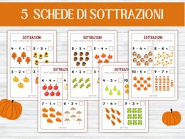 Schede Didattiche Matematica d'Autunno: Conteggio, Addizioni e Sottrazioni - pacchetto Precalcolo e Matematica Autunnale (15 Schede - Infanzia, Primaria e Sostegno/BES)