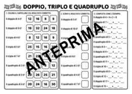 Schede esercizi doppio, triplo e quadruplo classe seconda primaria.