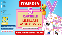 SILLABE VA VE VI VO VU – TOMBOLA PAROLE – CLASSI PRIMA E SECONDA – ANCHE PER NAI E BES