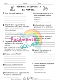 VERIFICA GEOGRAFIA CLASSE III: LA PIANURA