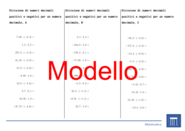 Divisione di numeri decimali positivi e negativi per un numero decimale | matematica | 26 colonne