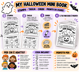 MY HALLOWEEN MINI BOOK 🎃  Un booklet di inglese da stampare, completare e colorare!