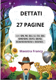 Dettati con: GN, NI, GLI, LI, CU, QU, GHE/GHI, CE/CI, GE/GI, SCIA/SCIO/SCIU e SCE/SCI.