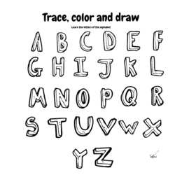 Alphabet: Trace, colour and draw