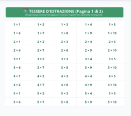Bingo delle Tabelline (1-10) |- Gioco didattico da stampare - 20 cartelle + 100 tessere