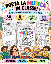 Il mio quaderno di musica – Classe prima | 36 attività musicali pronte da stampare