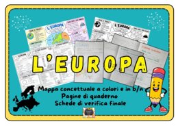 Kit Didattico L'Europa: Mappa Concettuale (Colori e B/N) + Pagine di Quaderno + Schede di Verifica in b/n