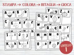 Presentazione Alfabeto Maiuscolo e Minuscolo | Gioco puzzle  Autocorrettivo d'Abbinamento e Incastro | Passaggio allo Stampato Minuscolo | Infanzia, 1ª Primaria e Sostegno (PDF Stampabile)
