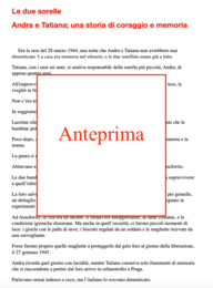 Storie di ieri e di oggi;Andra e Tatiana la memoria e i diritti umani un percorso multidisciplinare classi III/V