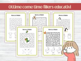 10 Schede Labirinti e Grafomotricità con Animali da Ricalcare | Attività di Attenzione, Pianificazione Visiva e Motricità Fine | Scuola Infanzia ed Elementare (4-6 anni) | PDF Stampabile No Prep - time fillers - attività riempitempo - early finishers