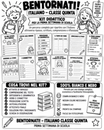 Bentornati Italiano Classe Quinta | Kit Prima Settimana di Scuola – Schede, Soluzioni e Autovalutazione