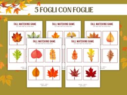 Gioco di Abbinamento Autunno: Ricomponi Zucche e Foglie a Metà | Carte e Puzzle 2 Pezzi per Scuola Infanzia e Sostegno - attività autunnale con foglie e zucche - attività di logica