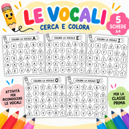 LE VOCALI – CERCA E COLORA! 🌈✏️
