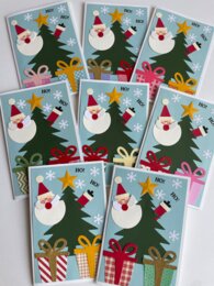 BIGLIETTO NATALIZIO BABBO NATALE, ALBERO E PACCHETTI