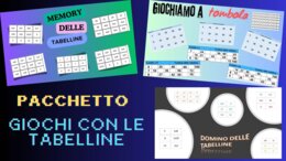 Pacchetto per giocare con le tabelline - memory, domino e tombola