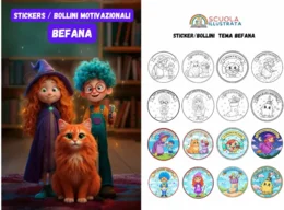 Sticker della Befana – Bollini Motivazionali Educativi Illustrati