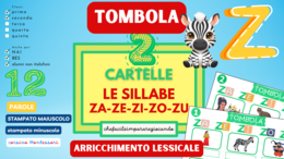 SILLABE ZA ZE ZI ZO ZU – TOMBOLA PAROLE – CLASSI PRIMA E SECONDA – ANCHE PER NAI E BES
