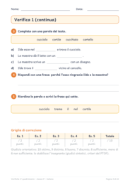 Verifiche primo quadrimestre classe seconda: italiano