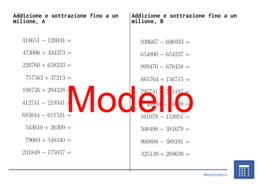 Addizione e sottrazione fino a un milione | matematica | 26 colonne