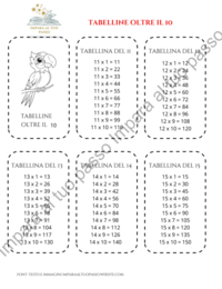 Tabelline oltre il 10