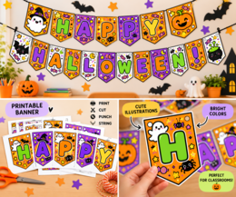 Festone Halloween Scuola Primaria – HAPPY HALLOWEEN! – Bandierine Decorative da Stampare