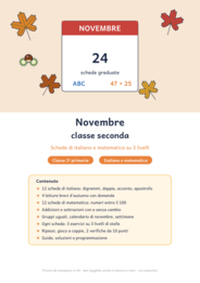 Novembre classe seconda: schede di italiano e matematica
