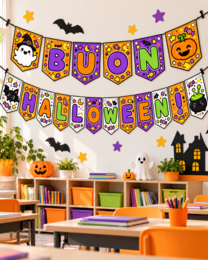 Festone Halloween Scuola Primaria – BUON HALLOWEEN! – Bandierine Decorative da Stampare