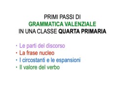 Primi passi di Grammatica Valenziale  | Classe 4ª primaria