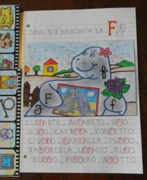 Lettera F di Foca FeFè e dado sillabico