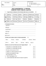 LE MISURE. TEST DI MATEMATICA CLASSE 5 CN AUTOVALUTAZIONE