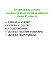 La frase e il verbo: introduzione alla grammatica valenziale | Classe 2ª primaria