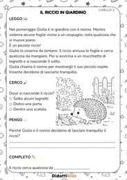 SCHEDE DI LETTURA E COMPRENSIONE – 5 livelli progressivi in stampato maiuscolo e minuscolo