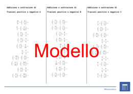 Addizione e sottrazione di frazioni positive e negative | matematica | 26 colonne