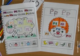 Lettera P creativa con Pecora e Pagliaccio