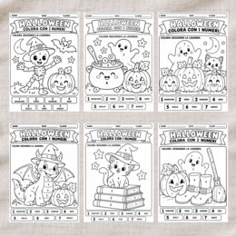 20 schede 'colora con i numeri' a tema halloween