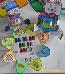 Lettera D in fiore e dado sillabico