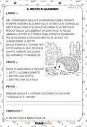 SCHEDE DI LETTURA E COMPRENSIONE – 5 livelli progressivi in stampato maiuscolo e minuscolo