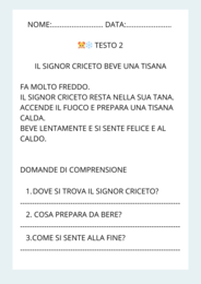 Signor criceto e l'inverno. Lettura e comprensione Italiano