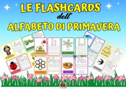 🌸🦋 KIT 42 FLASHCARDS DELL'ALFABETO DI PRIMAVERA illustrate per Pregrafismo -🦋🌸