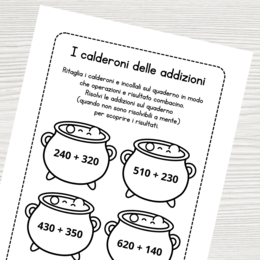 Calderoni delle addizioni entro il 1000 – Matematica a tema Halloween