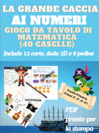 LA GRANDE CACCIA  AI   NUMERI | Gioco da Tavolo di Matematica (40 Caselle) | PDF Stampabile con Carte, Dado e Pedine 3D