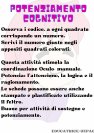 Potenziamento cognitivo: numeri, colori e simboli
