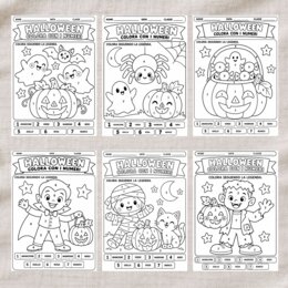 20 schede 'colora con i numeri' a tema halloween