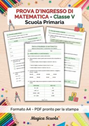 Prova d'Ingresso di Matematica - Classe 5ª Primaria (PDF pronto per la stampa)