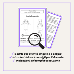 Pause Attive in Classe: Modulo Ascolto e Propriocezione (Viola) - 6 Carte Stampabili