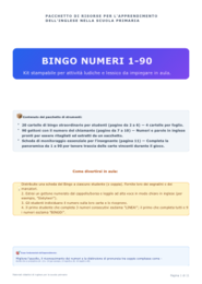 ENGLISH BINGO NUMBERS 1-90 - Kit gioco completo con 20 cartelle, gettoni e tabellone (Scuola Primaria)