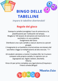 Bingo delle Tabelline (1-10) |- Gioco didattico da stampare - 20 cartelle + 100 tessere