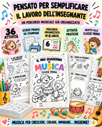 Il mio quaderno di musica – Classe prima | 36 attività musicali pronte da stampare